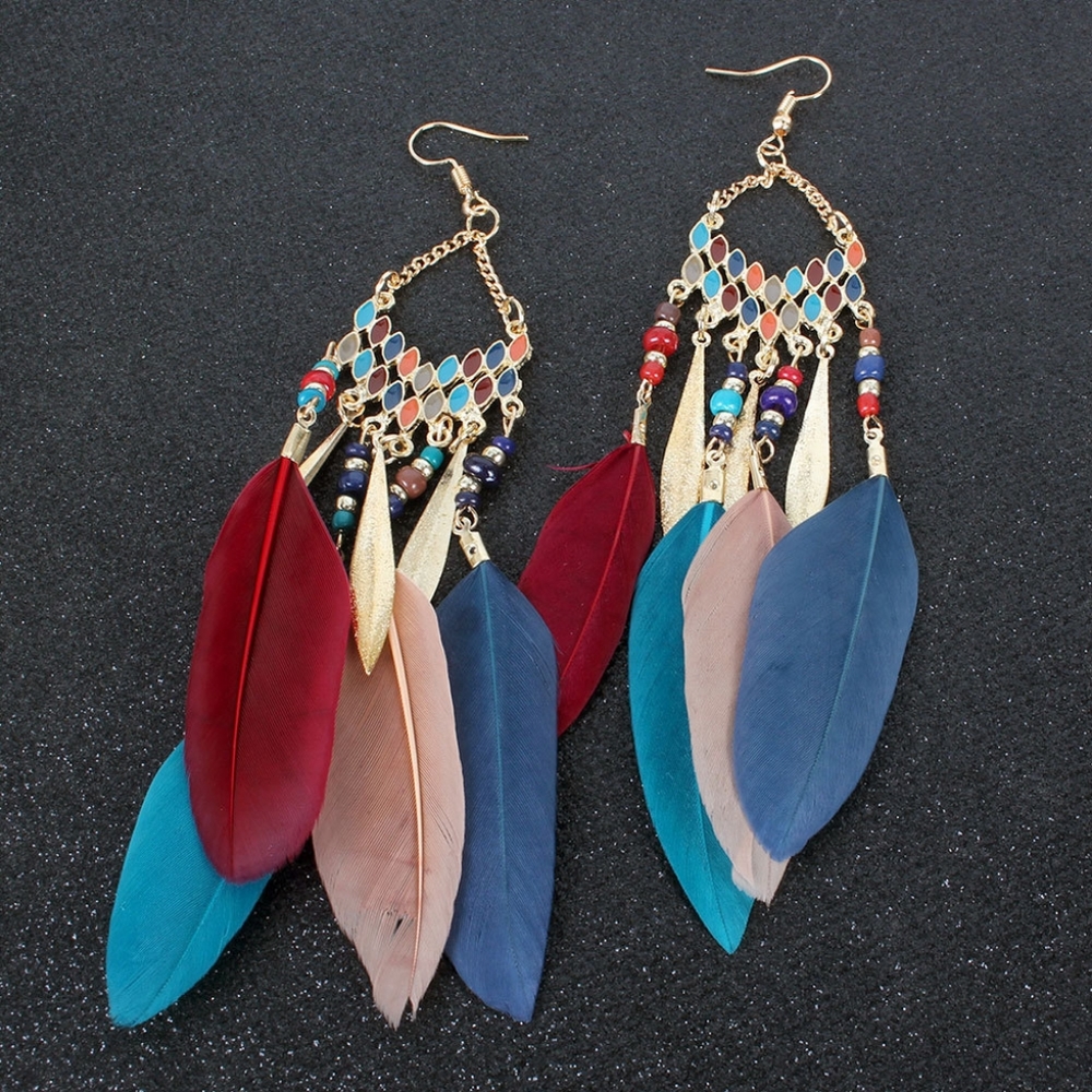 LAST PAIR! Bohemian Feather Drop Earrings